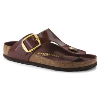 Gizeh Big Buckle Piele naturală Lăcuită High Shine Ciocolată