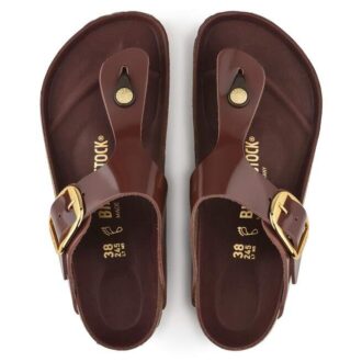 Gizeh Big Buckle Piele naturală Lăcuită High Shine Ciocolată