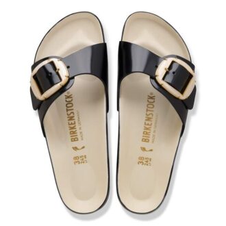 Madrid Big Buckle Pearl Piele naturală lăcuită