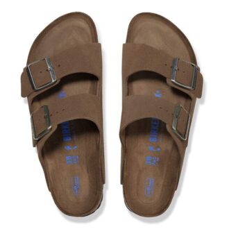 Soft Footbed Arizona din piele de căprioară, nuanță Dark Tea