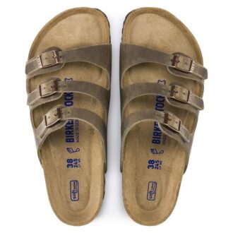 Soft Footbed Florida din piele uleioasă, maro tutun